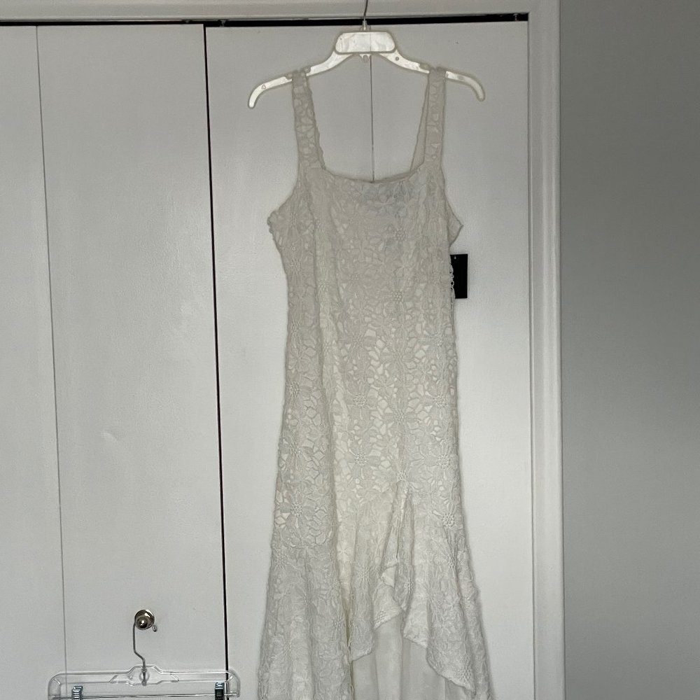 High Low White Crochet Lace Dress